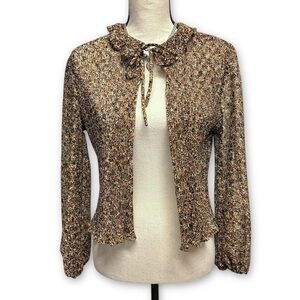 Union Made Vintage Multicolor Micro Pleated Open Blouse